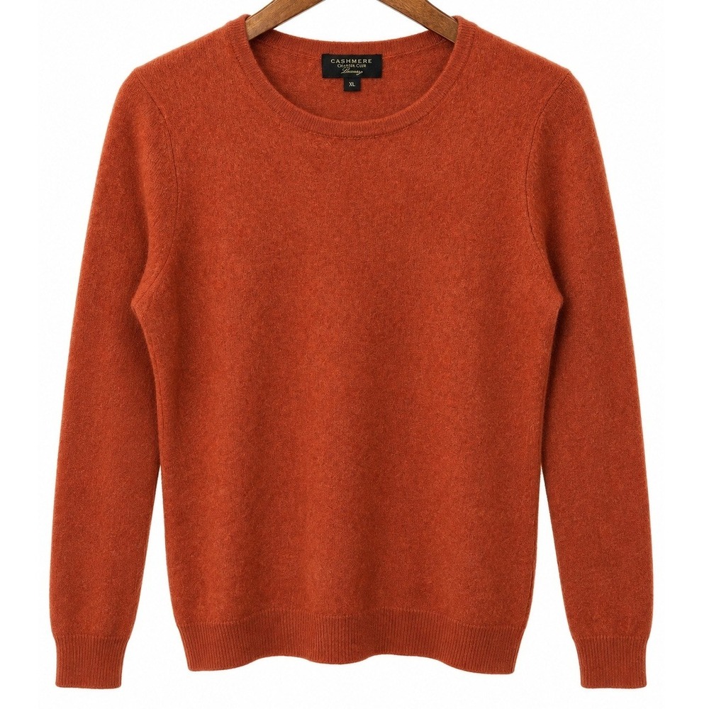 Charter Club Luxury 100% Cashmere Sweater Womens XL Burnt Orange Brown Crew Neck